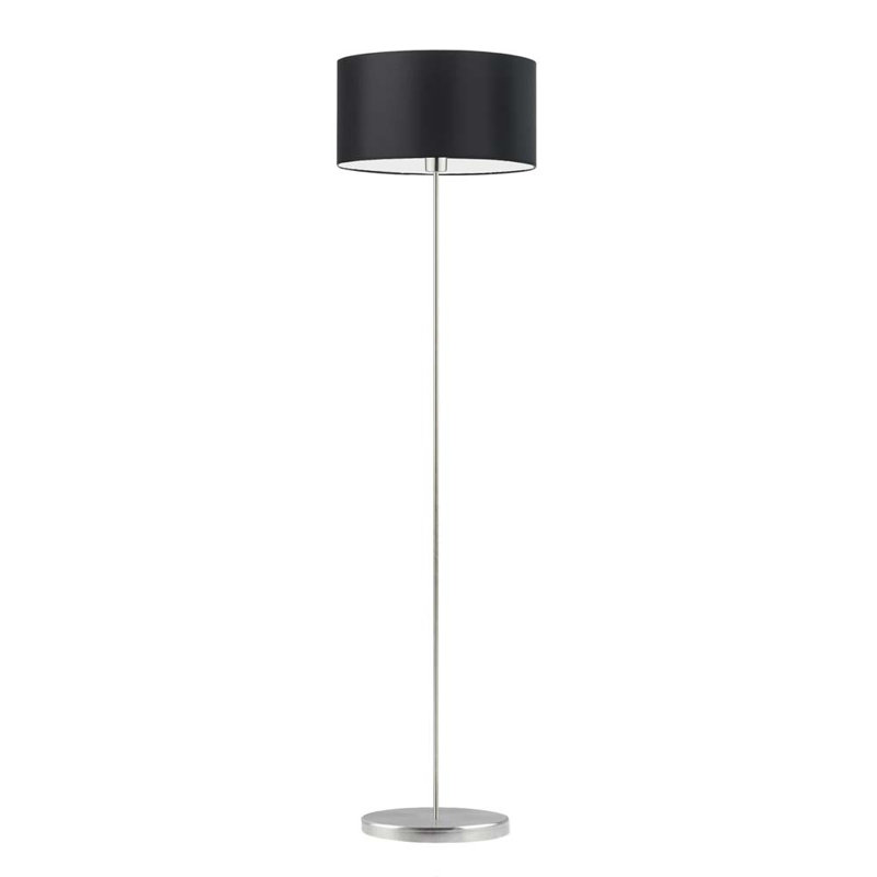 Askel 156cm Traditional Floor Lamp, Brushed Steel, Black
