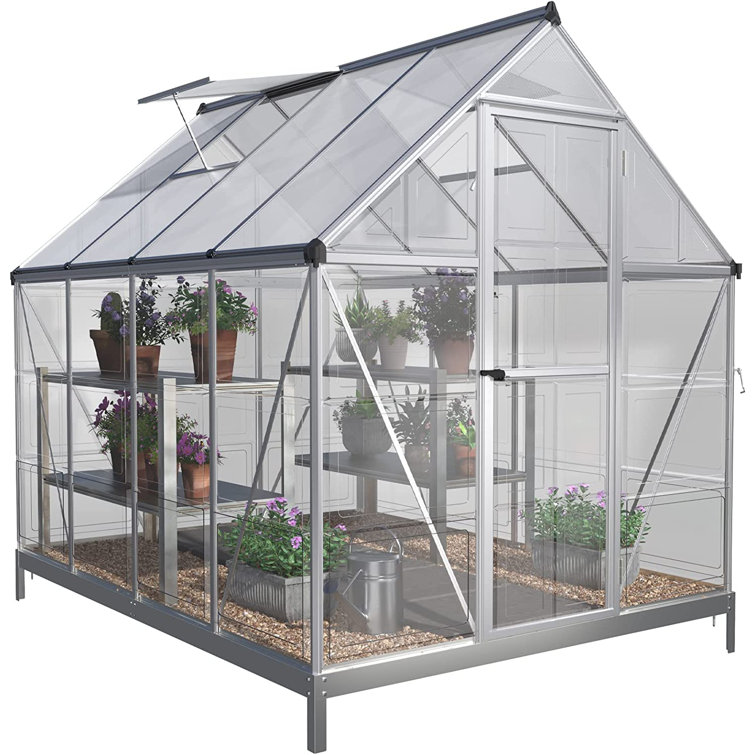 Incomplete Box 1/2 AMERLIFE Hybrid Polycarbonate Greenhouse with Vent Window Lockable Hinged Door