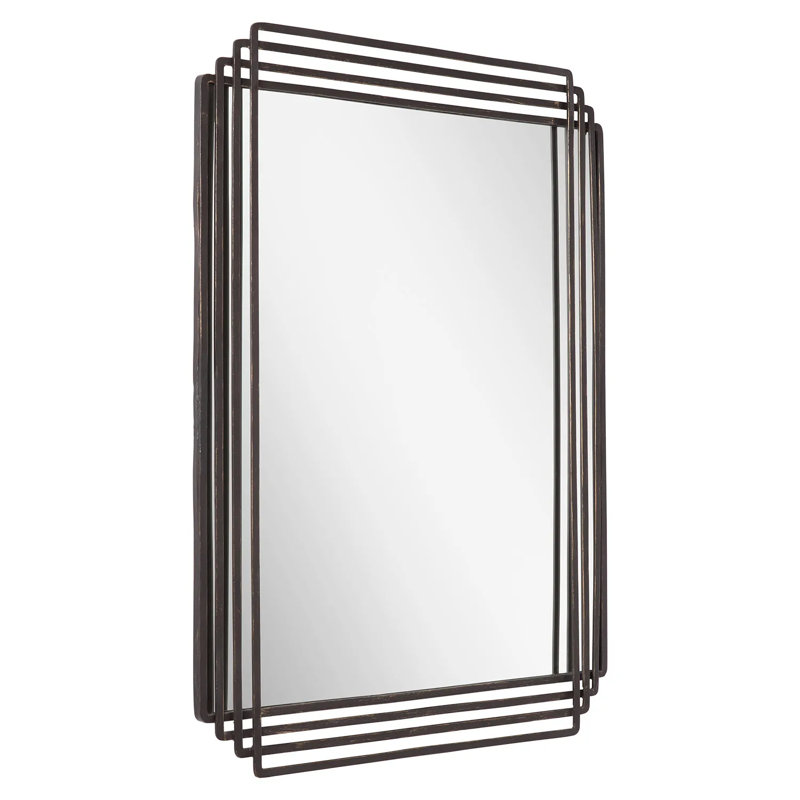 Sethfield Decorative Bathroom Vanity Mirror, Black Powder Coat