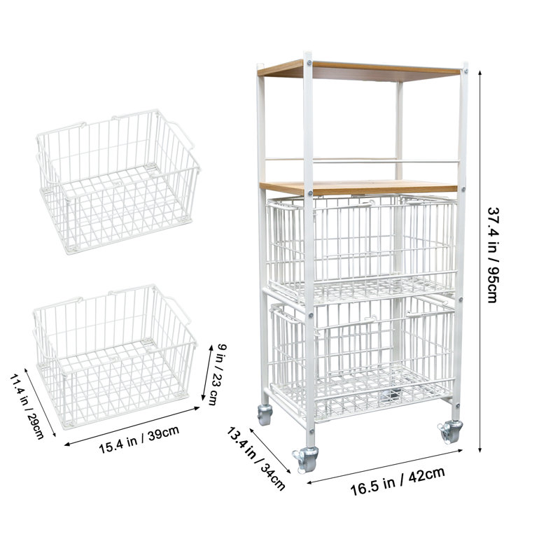 Color 16.5 " W Kitchen Cart, Natural/White