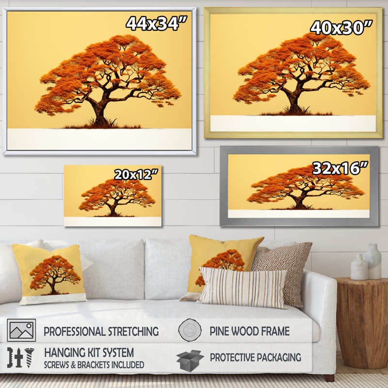 Arbre africain Ambiance Savana III, Encadrement doré, H 24 po x l 32 po x P 1 po