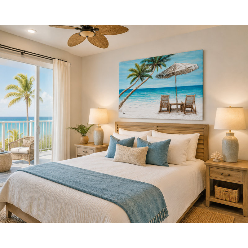 «Tropical Beach Palm Tree», art mural sur toile tendue, H 36 po x l 48 po x P 1,5 po