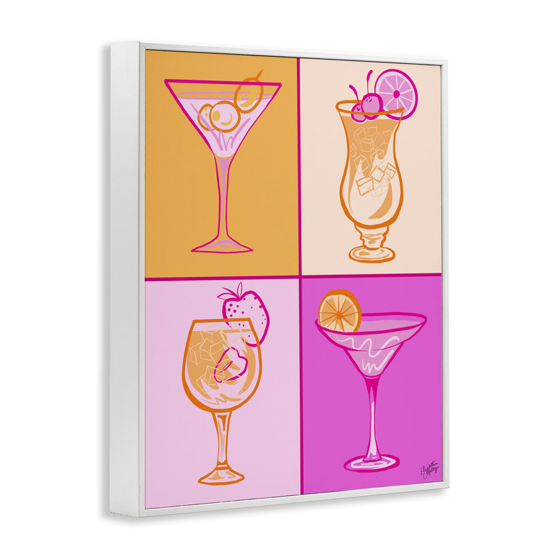 Art de giclée rose et orange par Elizabeth Medley, Estampe numérique encadrée blanc bord de mer, H 30 po x l 24 po