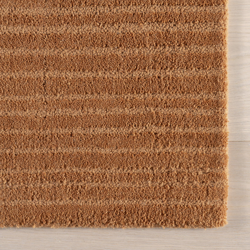 Southwest Rust Handmade Wool Striped Rectangular Area Rug 9' x 12'