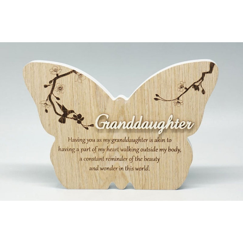 Granddaughter -Butterfly Shape With Saying Block Sign