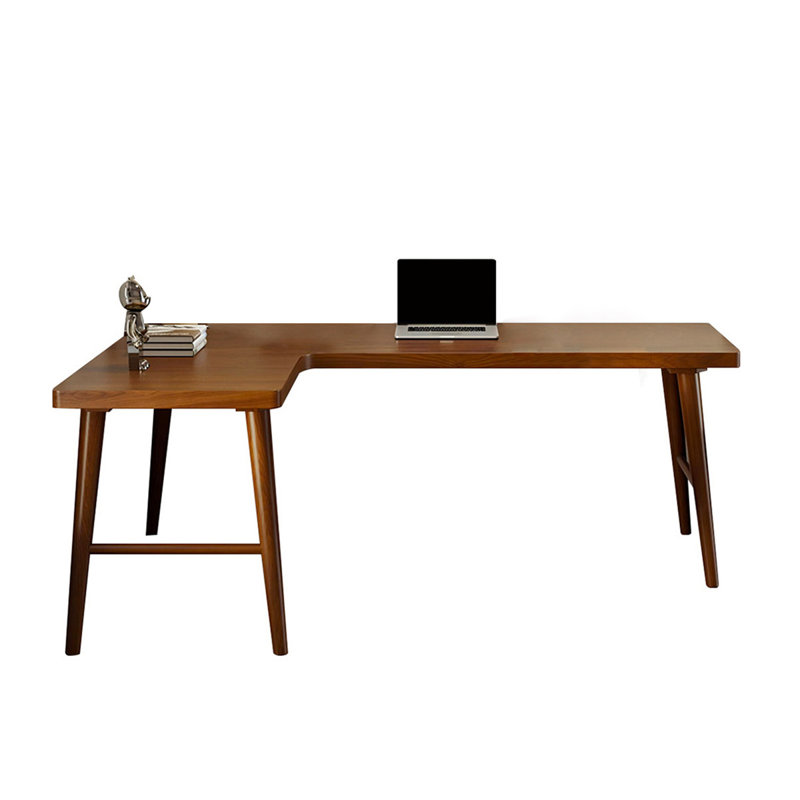 Bureau en bois de noyer en L massif, H 29,33 po x l 62,6 po x P 47,24 po, Retour à gauche