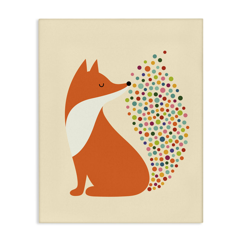 Art mural sur toile Fox avec queue mouchetée, design par Andy Westface, H 40 po x l 30 po