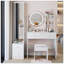 Full Body Mirror Cabinet with LED Vanity Table, Cushioned Stool, and Power Station, Touch Control, Adjustable Brightness, Large Desktop