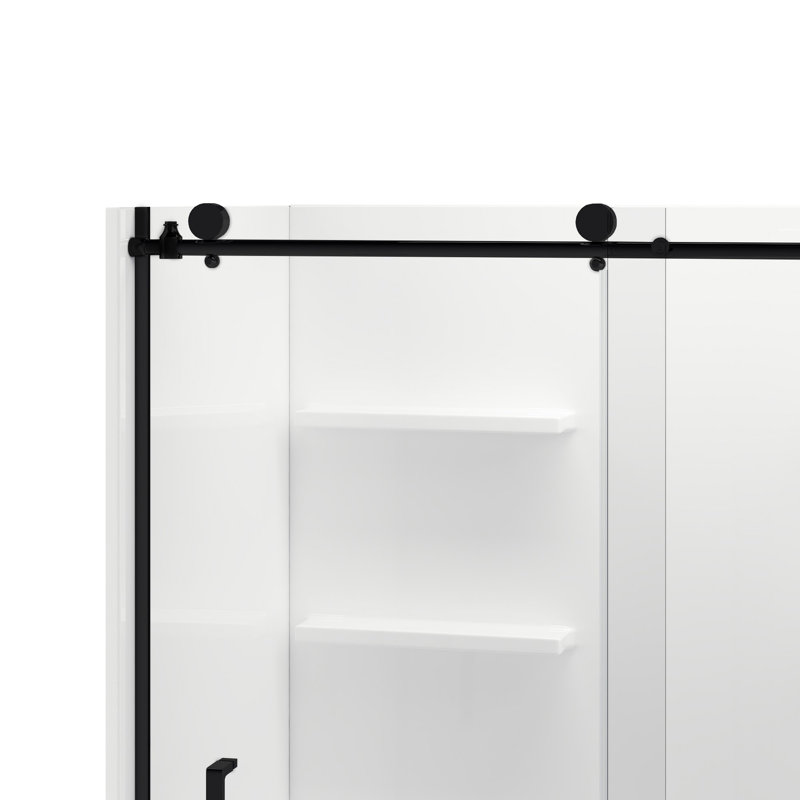Cabine de douche réversible l 8 po H 111,33 po, Noir, Droite