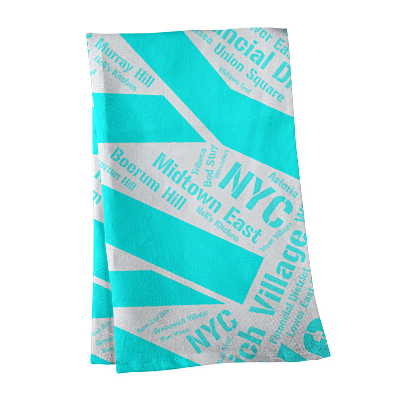 Cotton Tea Towel Kitchen Towel, Cyan, New York
