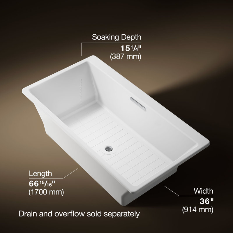Reve® 67" x 36" Soaking Bathtub, White