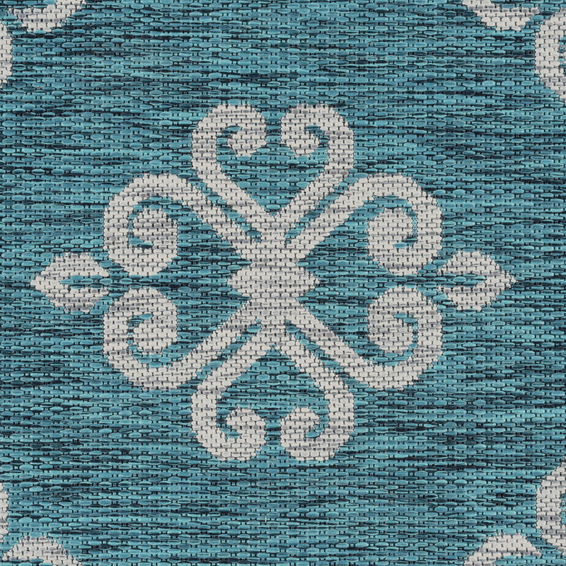 Turnham Geometric Teal Green/Gray Indoor / Outdoor Area Rug, Rectangle 7'10" x 10'3"