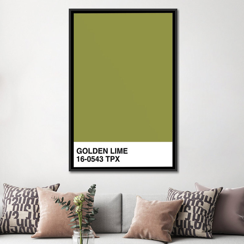 « golden lime 16-0543 tpx », impression sur toile, H 26 po x l 18 po x P 1,5 po, Toile avec cadre noir, Pas de tapis