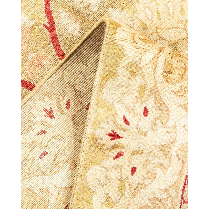 Tapis unique noué à la main beige / rouge Gerlien Eclectic, 7 pi 10 po x 10 pi 1 po