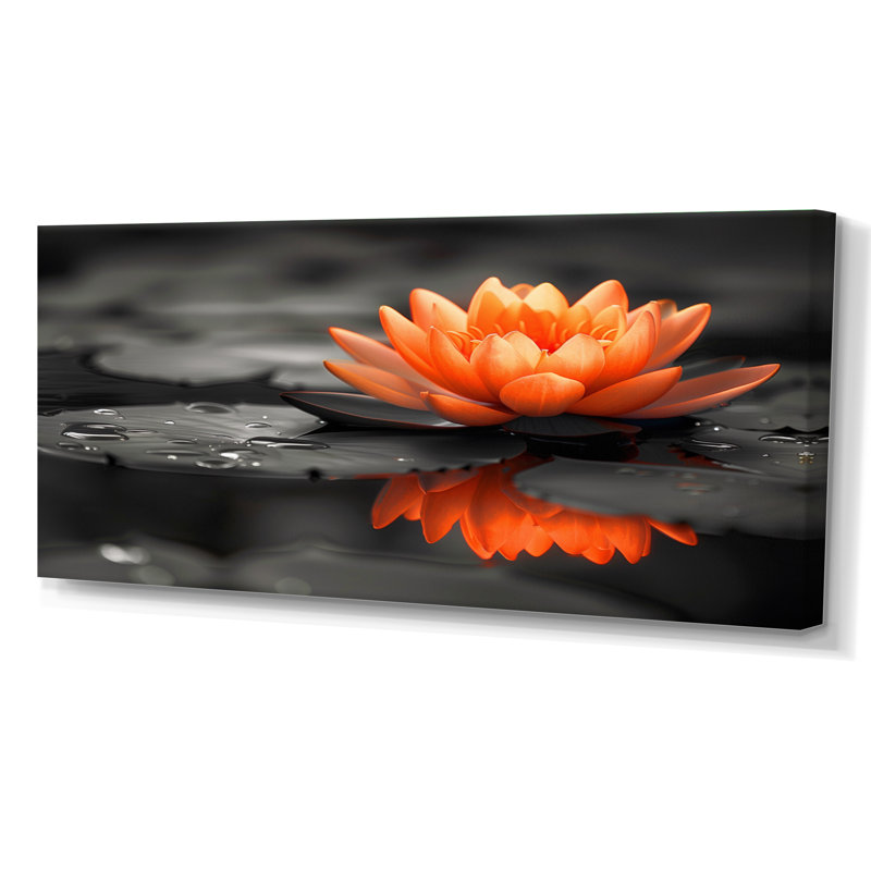 Orange gris, glamour, lotus photo III - impression d'art mural Lotus, Toile tendue, H 28 po x l 60 po