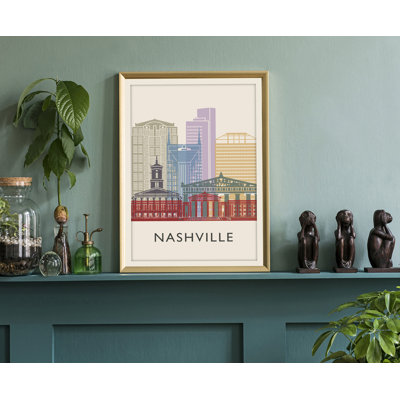 Nashville Illustration US Cities Poster, Unframed Print, Tennessee State Wall Art Poster