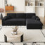 Canapé en velours côtelé modulaire de 114,5 pi, canapé réversible à siège inclinable, canapé 2 en 1 avec fauteuil inclinable et canapé en forme de L avec trois coussins décoratifs et deux coussins décoratifs-1115147309
