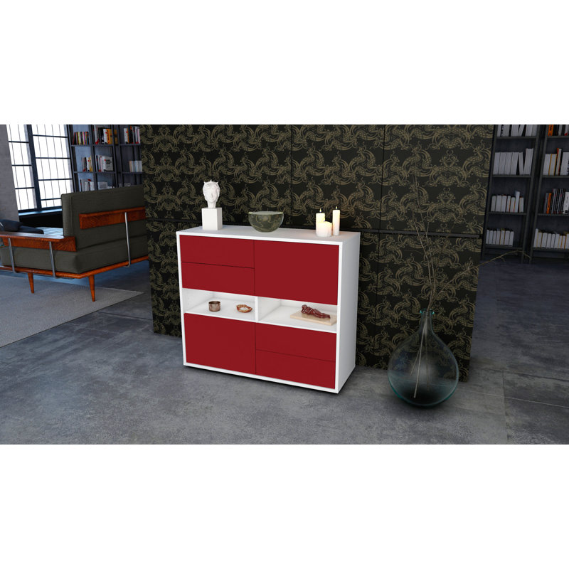 Prosper 92cm Sideboard, White/Red