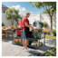 Chariot de barbecue extérieur double pour grandes cuisinières en céramique avec surface de préparation en acier inoxydable, noir et argent