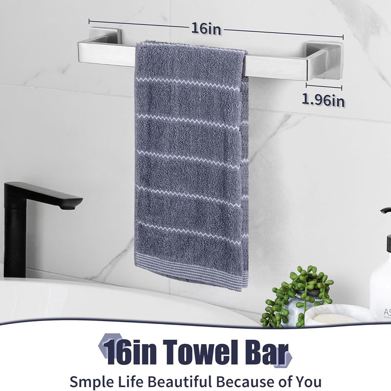 Brushed Nickel Square 5-Piece Bathroom Hardware Set