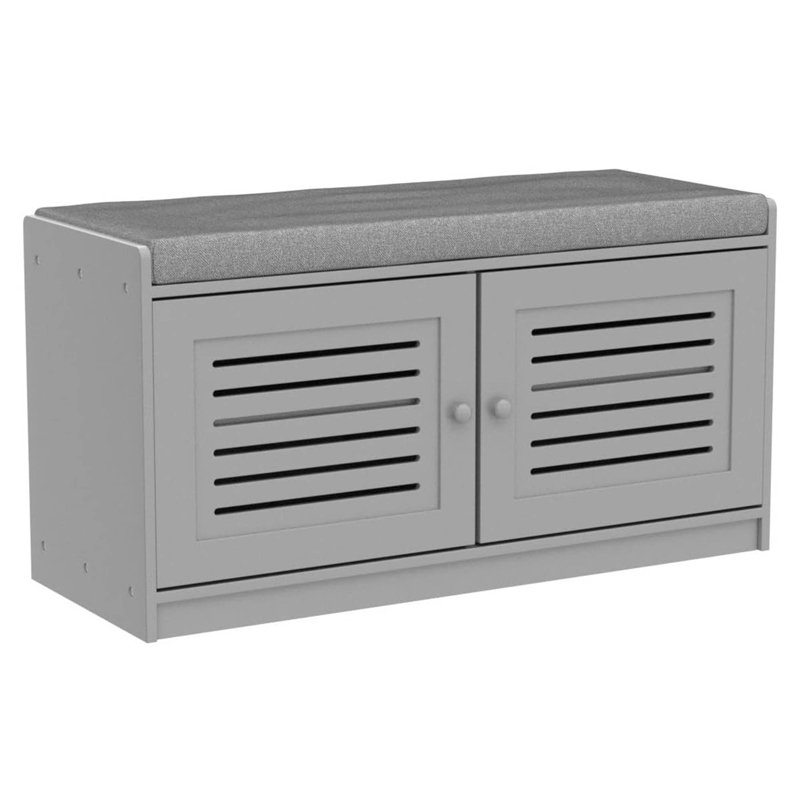 Trejan 10 Pair Stackable Shoe Storage Bench, Gray
