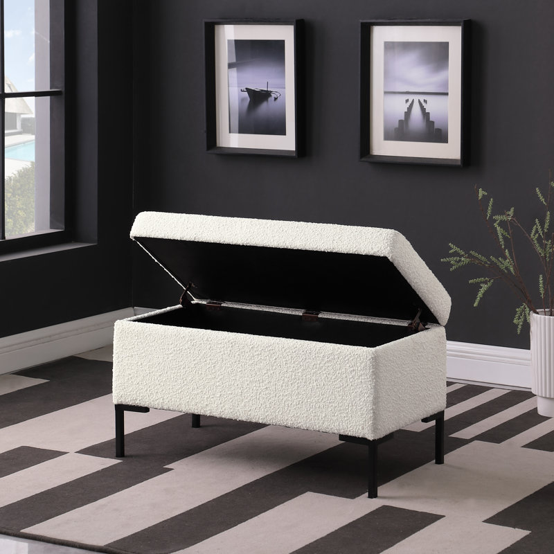 Banc de rangement rembourré Briony, Crème Boucle