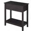 Table de bout, table d'appoint étroite avec plateau rabattable, armoire de rangement