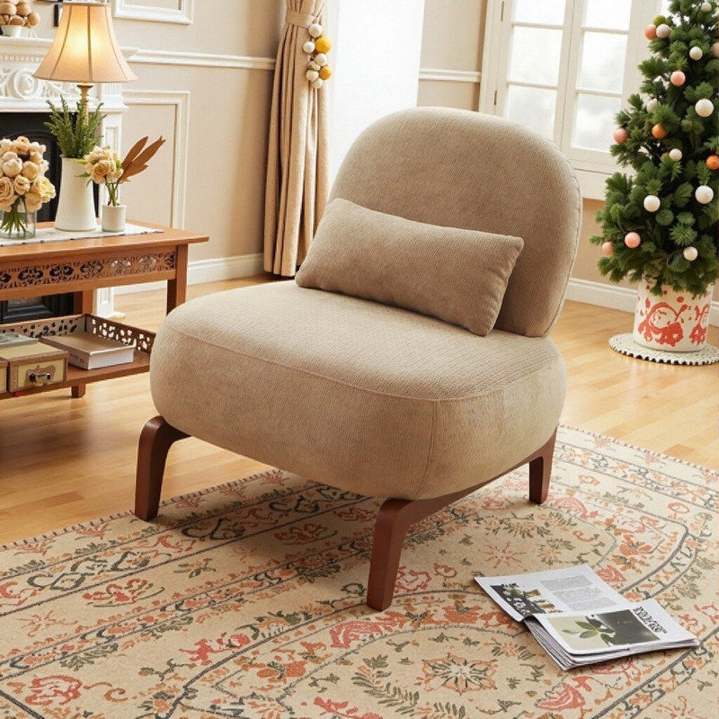 Fauteuil d'appoint en velours massif, Chameau