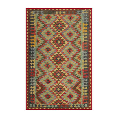 Tapis brun/gris/rouge contemporain