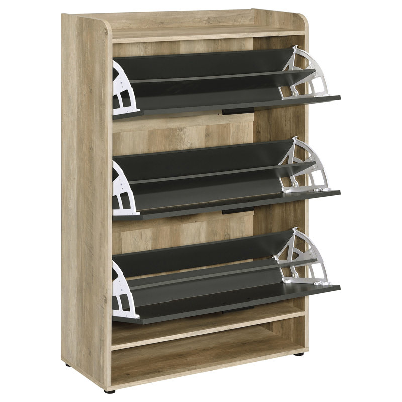 Range-chaussures en bois d'ingénierie à 3 niveaux, Gris