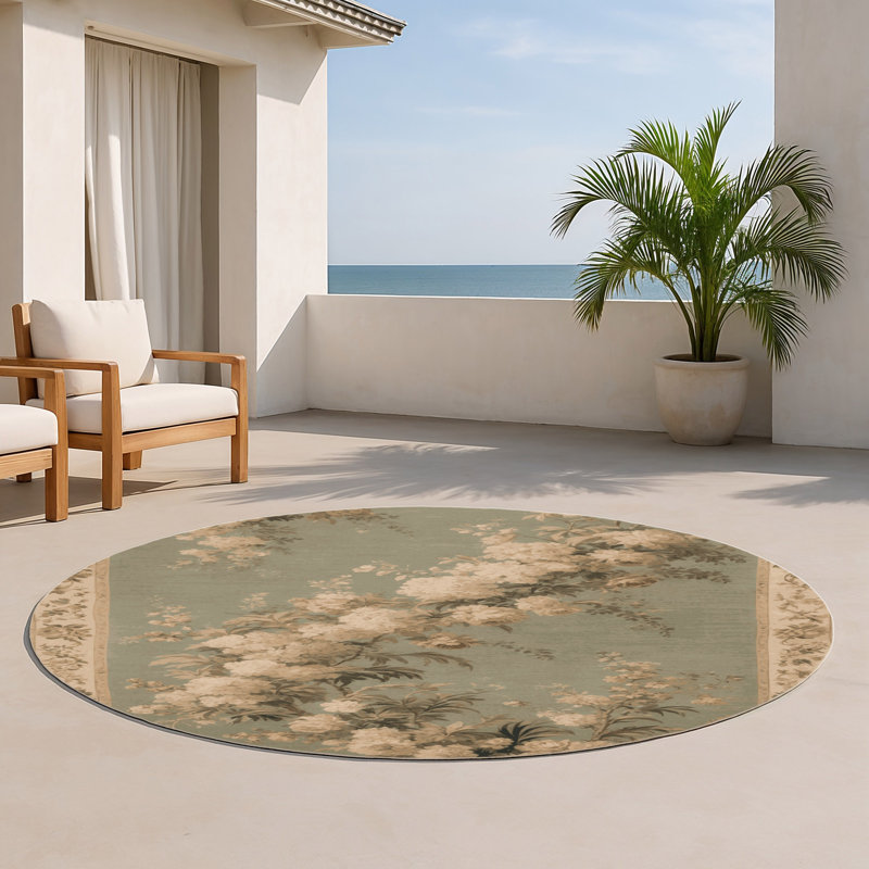 Tapis d'intérieur et d'extérieur brun français, Rond 5 pi