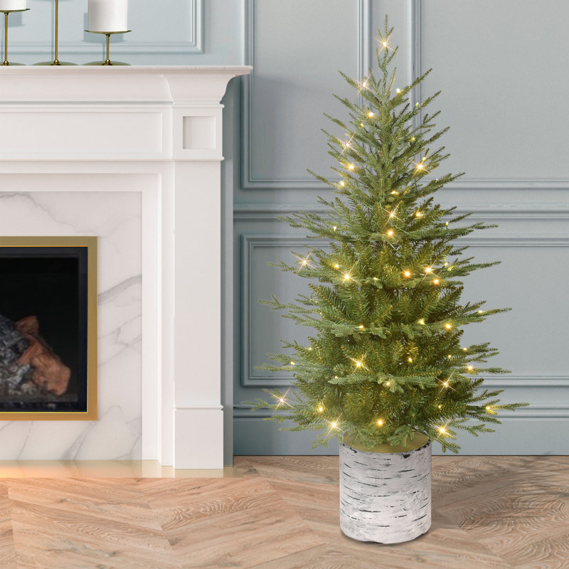 Sapin artificiel vert 4,5 pi pré-éclairé en pot