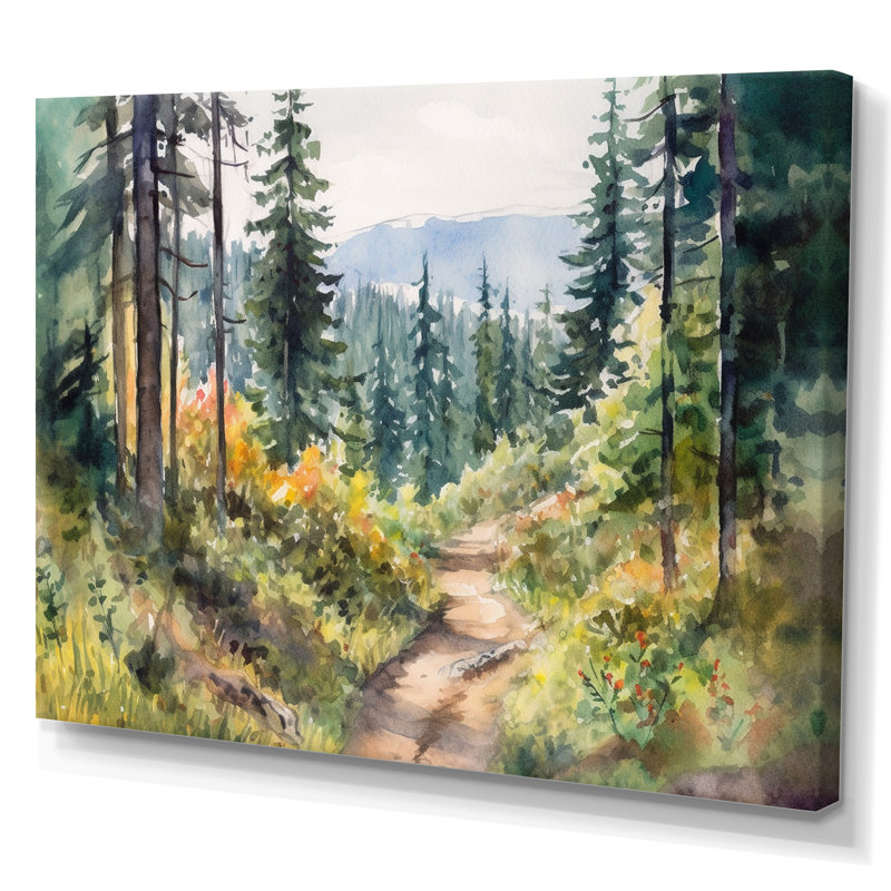 «Little Road In Mountain Landscape X - Forest», reproduction d'art sur toile, H 16 po x l 32 po x P 1 po, Toile tendue
