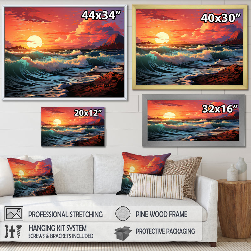 " Rainbow Beach Sunset ", Wrapped Canvas, 16" H x 32" W x 1" D