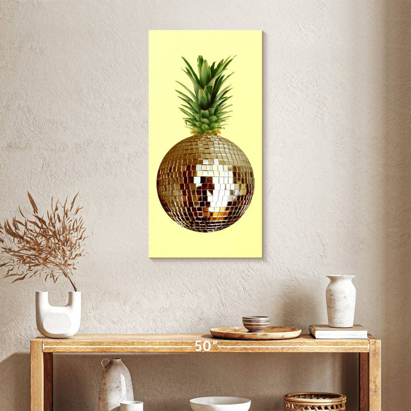 Pineapple Disco Ball sur toile, H 36 po x l 18 po x P 1,25 po