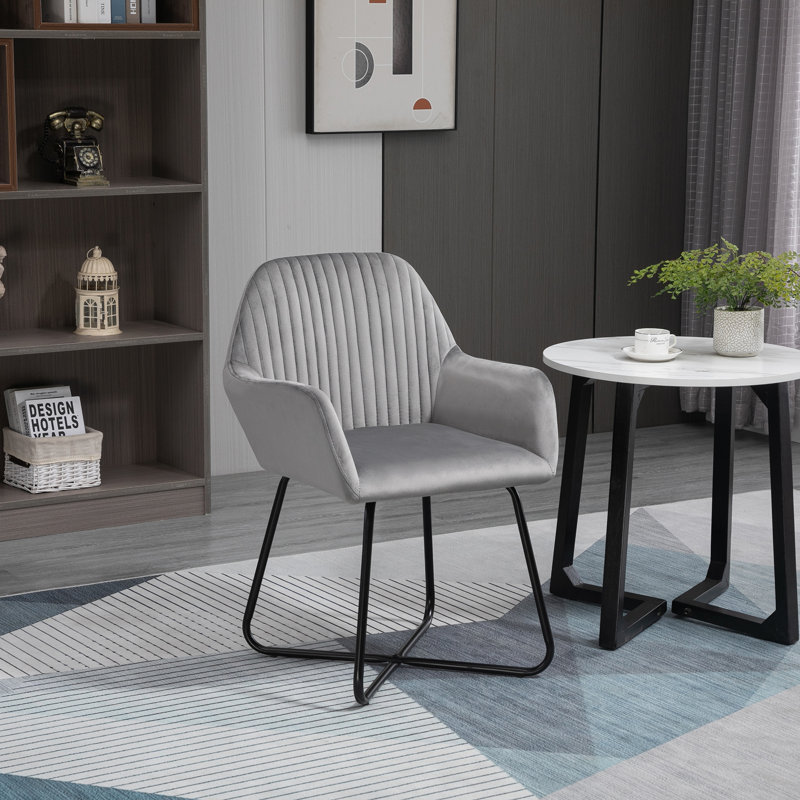 HOMCOM Modern Accent Chair Velvet-Touch Fabric Armchair Green, Grey