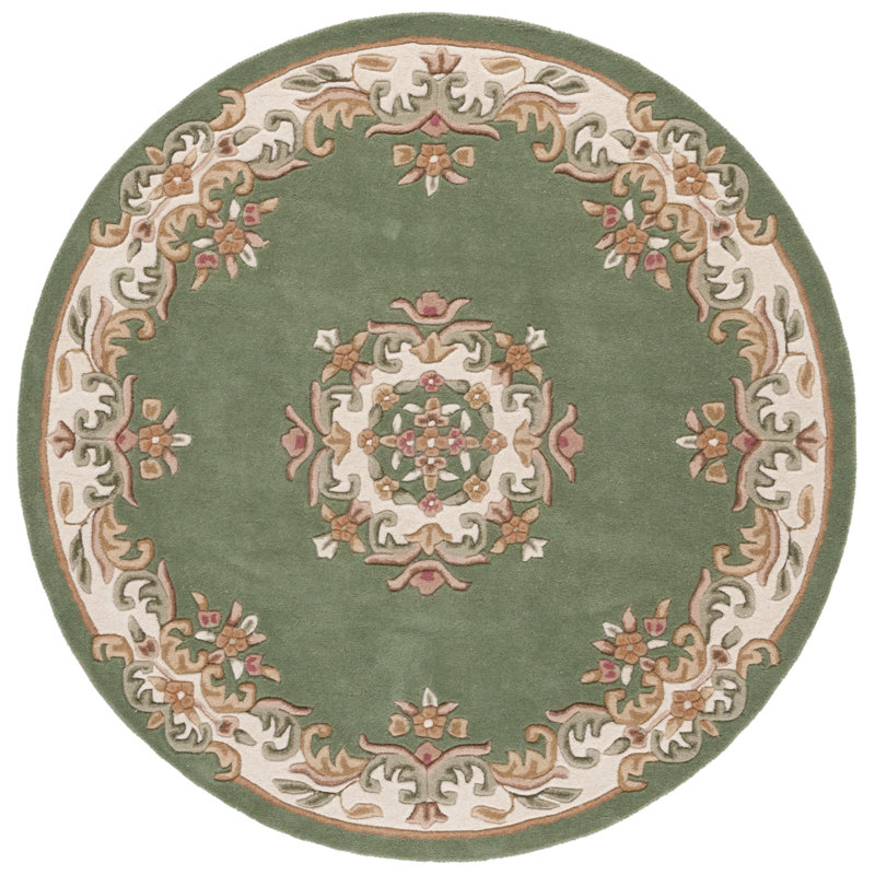 Tapis floral en laine / coton touffeté à la main Stender, Rond 6 pi