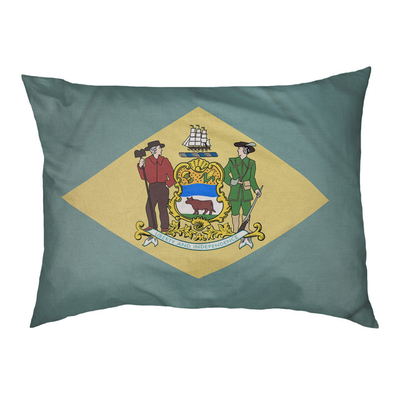 Coussin de concepteur delaware flag Burien, L 19,5 po x l 29,5 po, Marron foncé
