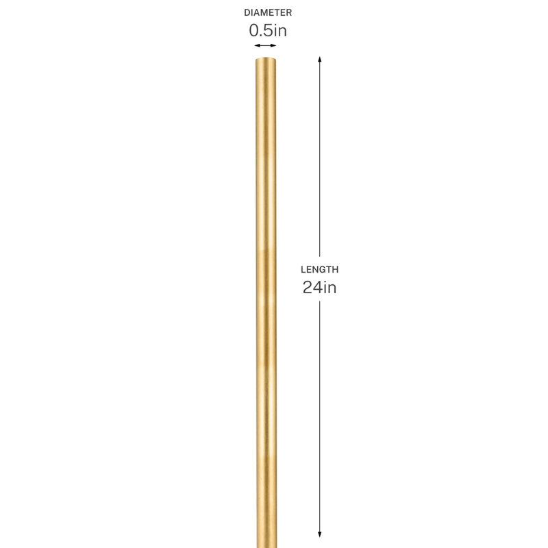 24" Accessory Stem in Lacquered Brass, Lacquered Brass, 24"
