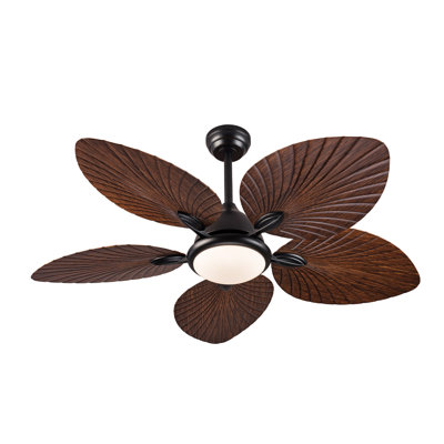 52" Tropical Palm Leaf Ceiling Fan with Light, APP & Remote Control, Reversible 6-Speed DC Motor, 3CCT Dimmable LED, Compatible Indoor Outdoor