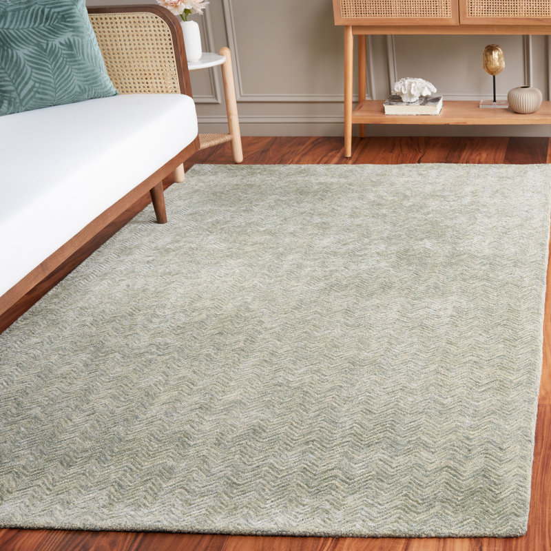 Niculeta Hand Tufted Wool Chevron Rug, Rectangle 5' x 8'