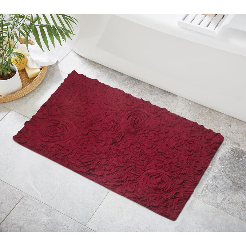 Skak Cotton Bath Rug, Red, 17" W x 24" L