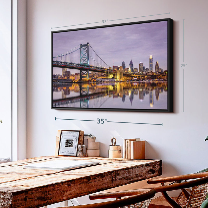 Impression sur toile Ben Franklin Bridge Skyline, H 25 po x l 37 po