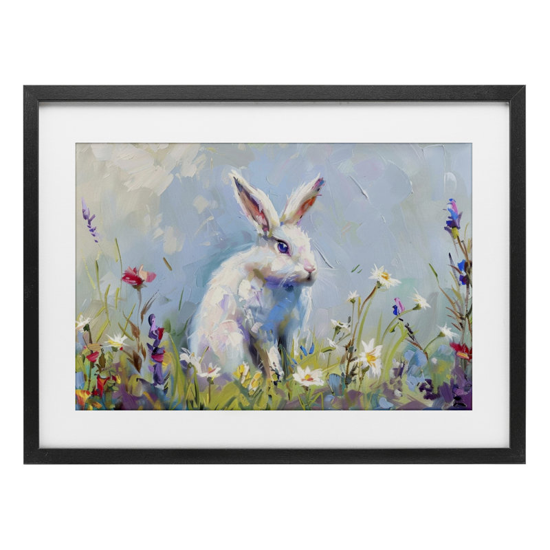 «Bunny In Spring Meadow», reproduction encadrée sous verre, design par LSR Design Studio, H 14 po x l 20 po