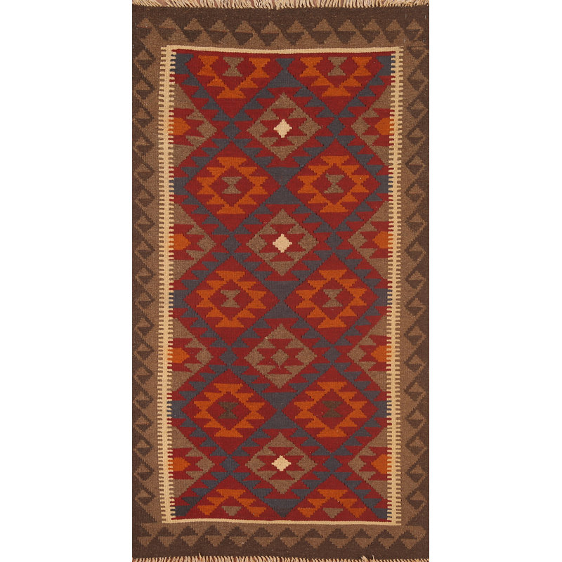 Reversible Wool Kilim Oriental Runner Rug 3x7