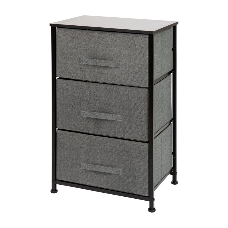 Black Cast Iron Frame 3-Drawer Vertical Storage Dresser