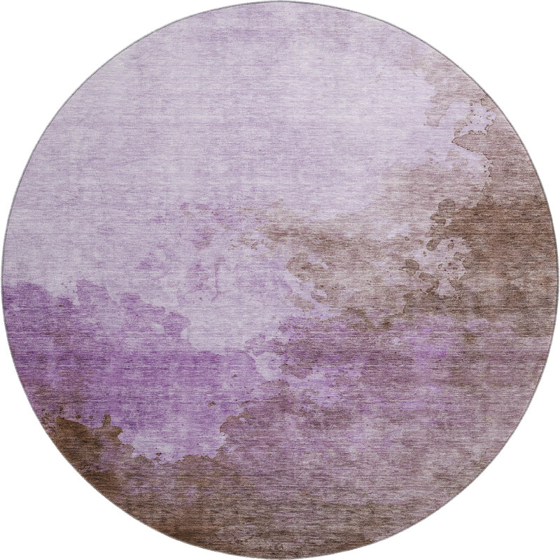 Premium Machine Washable Ducote AMF1138 Watercolors Rug, Round 8'
