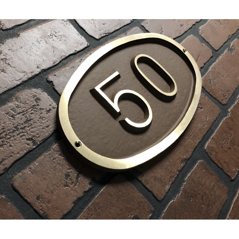 Plaque d’adresse murale sur 1 ligne bold, Brun
