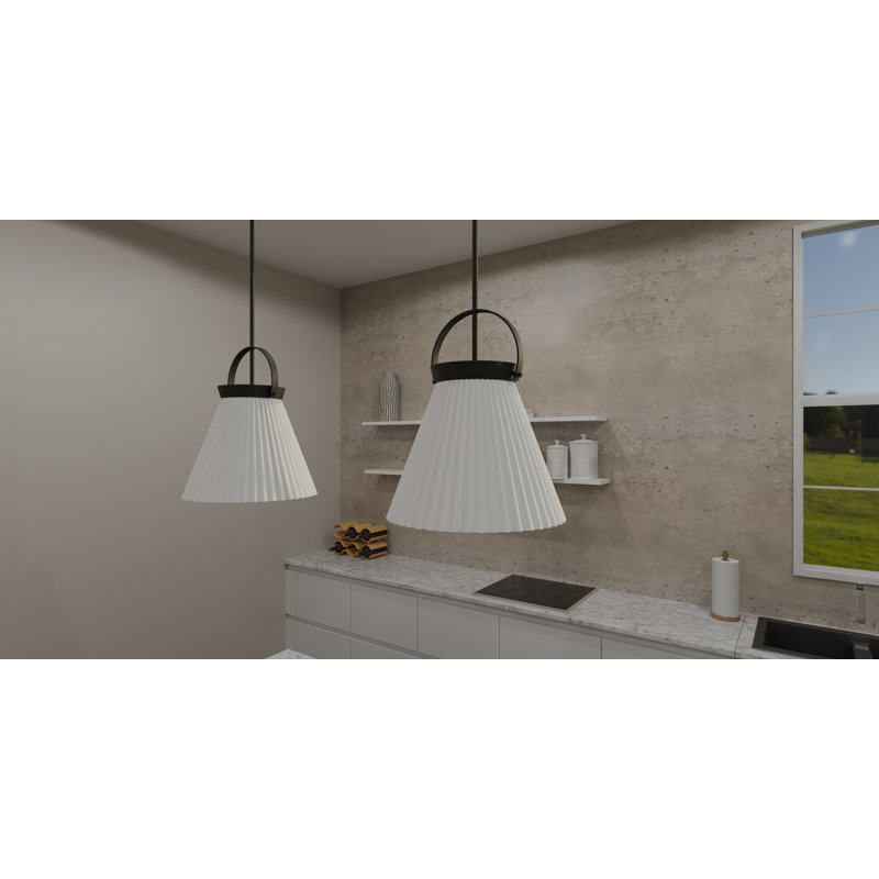 Jana 1-Light Brushed Nickel Pendant Light, Noir mat