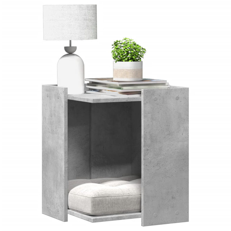 Engineered Wood Litter Box Enclosure, Concrete Grey, 51cm H x 42cm W x 42cm D